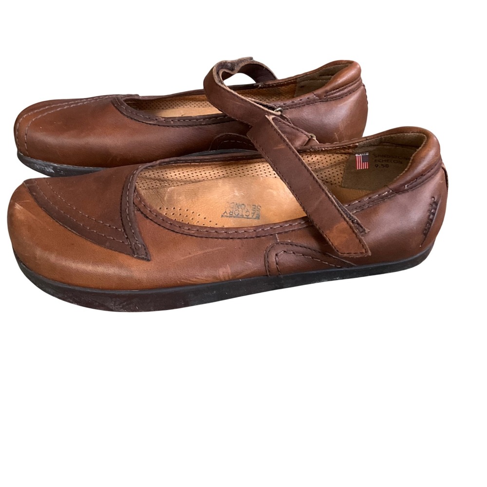 Earth Kalso Echelon Mary Jane Women 9.5 Brown Leather Negative Heel Flat Shoes